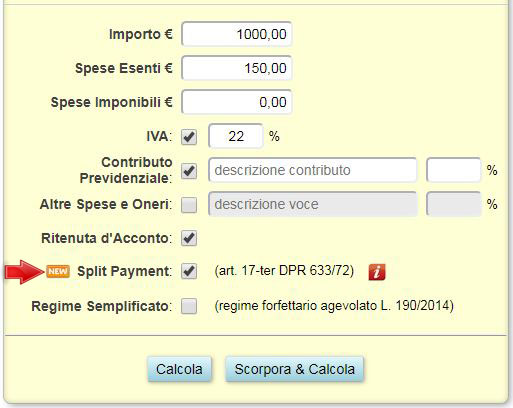 fattura professionisti split payment